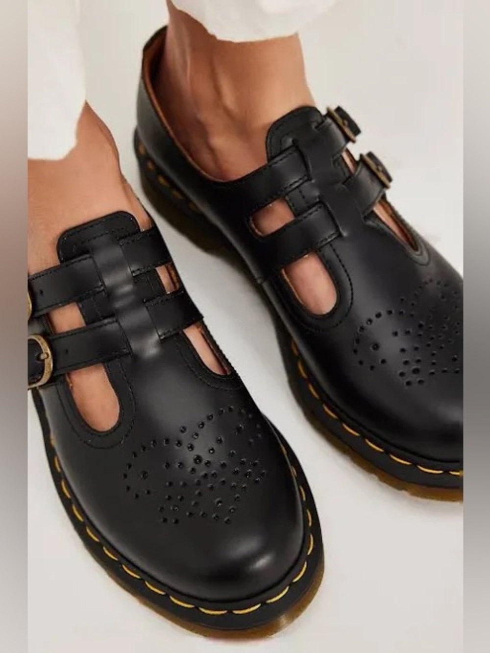 DR MARTENS Mary Jane Black Vegan Double Strap Size 8 - Picture 2 of 12